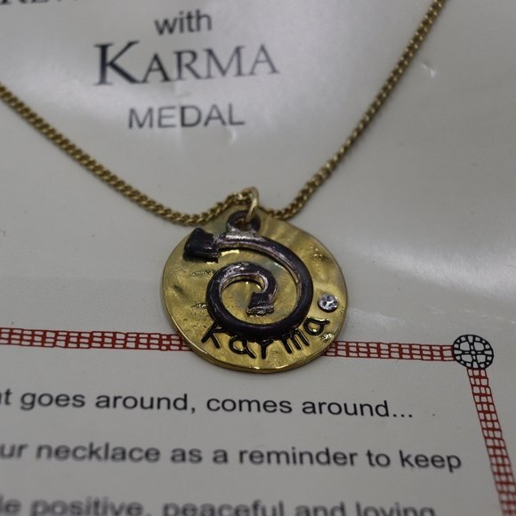 Karma Medal Necklace New on Card - Picture 3 of 6